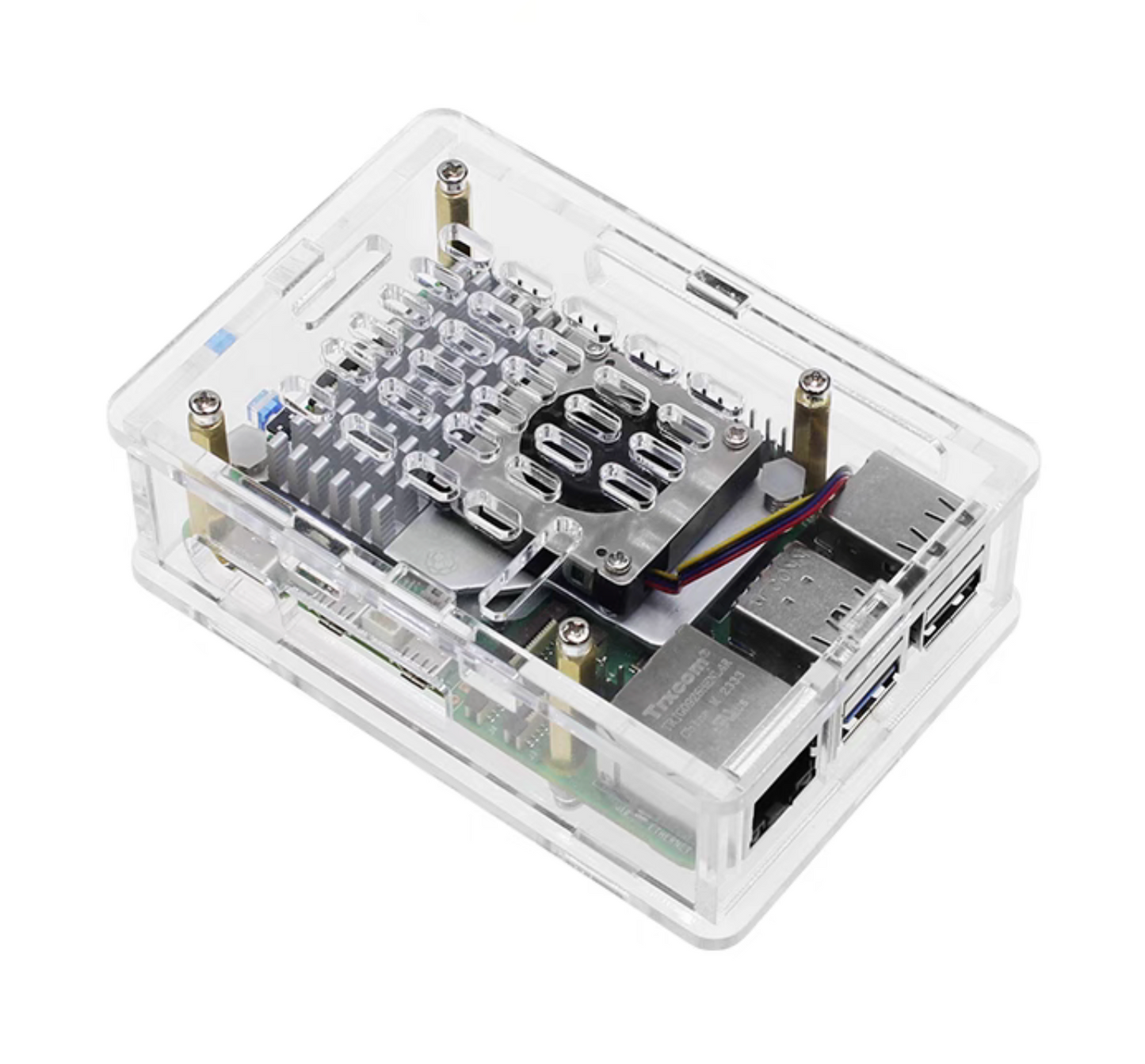 RasberryPi 5/4/3 Transparent/Translucent Case with ActiveCooler Fan